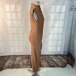Dress Forum  Tan Metallic Glitter High Neck Ruched Slit Bodycon Midi Dress Small Photo 6