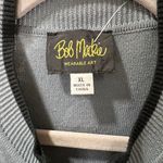Bob Mackie  Wearable Art Gray Cardigan with Black‎ Embroidered Design XL Photo 2