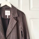 Avec Les Filles Anthropologie Brown Blue Houndstooth Longline Blazer Small 80103 Photo 4