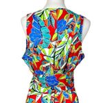 Nicole Miller Jumpsuit Wide Leg Belted V-neck Red Blue Multi Women’s Size XL Photo 7