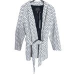 AYR  White Seagull Herringbone Pattern Belted Blazer Jacket Size L Photo 2