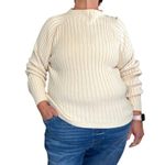 Vintage 90s Ribbed Knit Sweater Ivory Mock Neck Long Sleeve Sag Harbor Fisherman White Size XL Photo 0