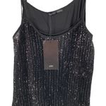 ZARA NEW  Black Polyester Sequin Layered Sleeveless Tank Size Small Photo 3