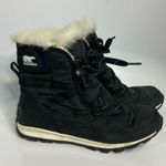 Sorel Whitney fur short lace up boots black size 7 Photo 1