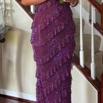 Oh Polly Embellished Strapless Ruffle Maxi Dress in Plum Photo 6
