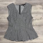 White House | Black Market Black & White Checkered Sleeveless Blouse Size 4 Photo 4