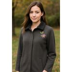 J.Jill Womens Chocolate Brown Sherpa Collar Jacket Embroidered Flower Sz L Snaps Size L Photo 9