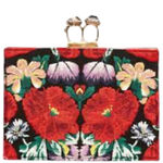 Alexander McQueen Black Embroidered Floral Clutch Evening With Knuckle Handle Photo 0