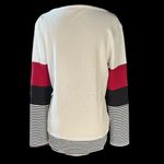 Colorblock Long Sleeve Red, White & Black Waffle Weave Top. Stripe Highlights Red Size M Photo 1