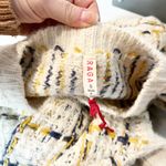 Anthropologie RAGA  Dulce Plaid Pommed Knit Poncho Sweater Ivory Small Photo 2