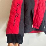 Harley Davidson Womens Small Red Black Quilted Down Feather Jacket Logo Biker Photo 3