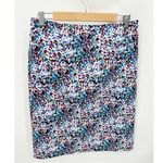 Margaret M Women Pencil Skirt Pull On Stretch Speckled Print Artsy Office Career Blue Size M Photo 0