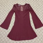 Kendall + Kylie Burgundy with Lace Long Sleeve Dress Size Juniors XS Photo 5
