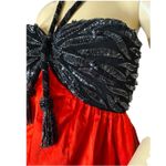 Vintage Victoria Royal Hong Kong Beaded Halter Gown Red Black Tassel Dress Small Photo 4