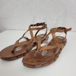MNG Women's Sandals 36 Brown Leather Barefoot Ankle‎ Strap Slip Photo 1