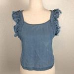 BP  Chambray ruffle apron strap crop tank top S Photo 0