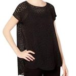 Eileen Fisher Confetti Laser Cut High Low Silk Top Blouse in Black Size XS Photo 0