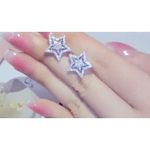 Boutique Large‎ Sparkling Star Earrings | White Gold Plated Silver Photo 12