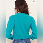 Free People  Teal Pearl Cashmere Cardigan Photo 3
