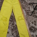 L'Agence Audrina Distressed Neon Yellow Jeans Size 25 Bright Yellow Raw Hem High Photo 12