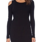 LNA  black ribbed cutout shoulder long sleeve dress Photo 0