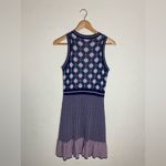 Red Valentino  Garavani Blue & Pink Polk-a-dot/Striped‎ Printed Mini Dress Photo 4