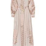 Lace Bohemian Beige Maxi Dress with Geometric Patterns Brown Photo 1
