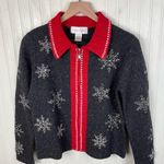 Vintage 90s Y2K Casual Corner Snowflake Zip Cardigan Sweater Small Lambswool Gray Photo 2