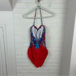 Ralph Lauren Lauren Red Boho Patterned One Piece Swimsuit Size 14 Photo 8