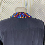 Equipment Rainbow Jeweled Collar Silk Button-Down Blouse Gray Size US Small Photo 8