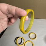 Vtg Bakelite Bangle Bracelets Craved Yellow Green TESTED‎ MCM Retro Spacer Corn Photo 5