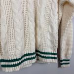 American Eagle Sweater Women M Ivory Cable Knit Crew Pullover Preppy Varsity Photo 5