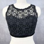 My Michelle Womens Crop Top Size 9 Black Lace Sleeveless Gothic Romantic Party Photo 0