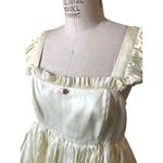 Selkie 100% Silk Pale Yellow Puff Mini Dress Size Large Photo 1