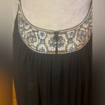 Sherri Hill  Black Open Back Formal Dress Size 2 Blue/White Sequin Trim Maxi Photo 5