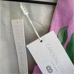 Caroline Constas Tropical Floral Crop Top w/Center Knot Linen‎ XS Purple Blend Photo 7