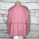 Torrid  3 Dusty Rose - Floral Crochet Lace Ruffle Waist Thermal Waffle Knit Top Photo 3