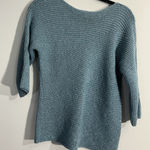Chico's Womans Size 1 (small-8) Blue Mettalic Pull Over Short Sleeve Sweater Photo 0