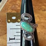 Royston Turquoise White Buffalo Sterling Silver Ring Size 8 Black Photo 6