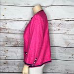 Talbots RSVP for  22W Pink Floral Lace Navy Blue Trim Pearl Button Blazer Jacket Photo 1