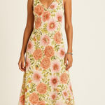 Paper Heart  Floral Maxi Dress Womens XS Linen Blend Sleeveless V Neck‎ Summer Photo 0