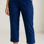 Chico's  Size 2.5 & 14 Crop Cargo Pants Blue Stretch Pockets Athleisure Gorpcore Photo 0