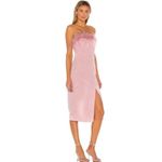 LPA  | Astrid Ostrich Feather Dress Pink Midi Slit Revolve XS Photo 2