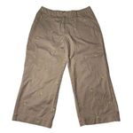 Womens Bamboo Traders Embroidered Palm Tree High Rise Chino Khaki Capri Pants 10 Photo 0