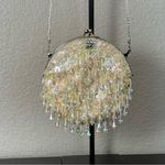 Vintage Cream Iridescent Beaded Sequin Women's Evening Clutch Bag Silver Photo 1