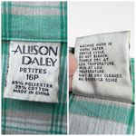 Allison Daley Vintage Plaid Short Sleeve Button Down Shirt Green White 16P Photo 2