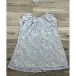 Abercrombie & Fitch NWT Abercrombie & Fitch Blue Swirl Satin Ruched Halter Dress Plunge Back Sz XL Photo 3