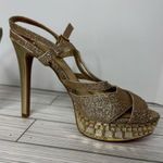 Gianni Bini Gold Metallic sparkle gem Sandal Heels Photo 8