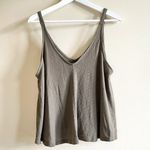 Free People Dani Tank Top Army Green Womens Size XS Double V Neck Ribbed Photo 2
