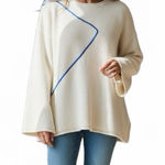 Jigsaw x Marcus James Creamy White Pullover Sweater with Blue Detail L Size L Photo 0